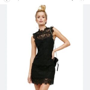 Free people black lace mini dress